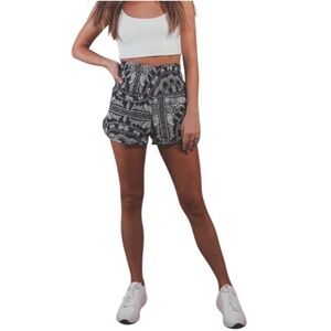 Free People Movement ‘The Way Home’ Printed Shorts Carbon Black Size Small‎